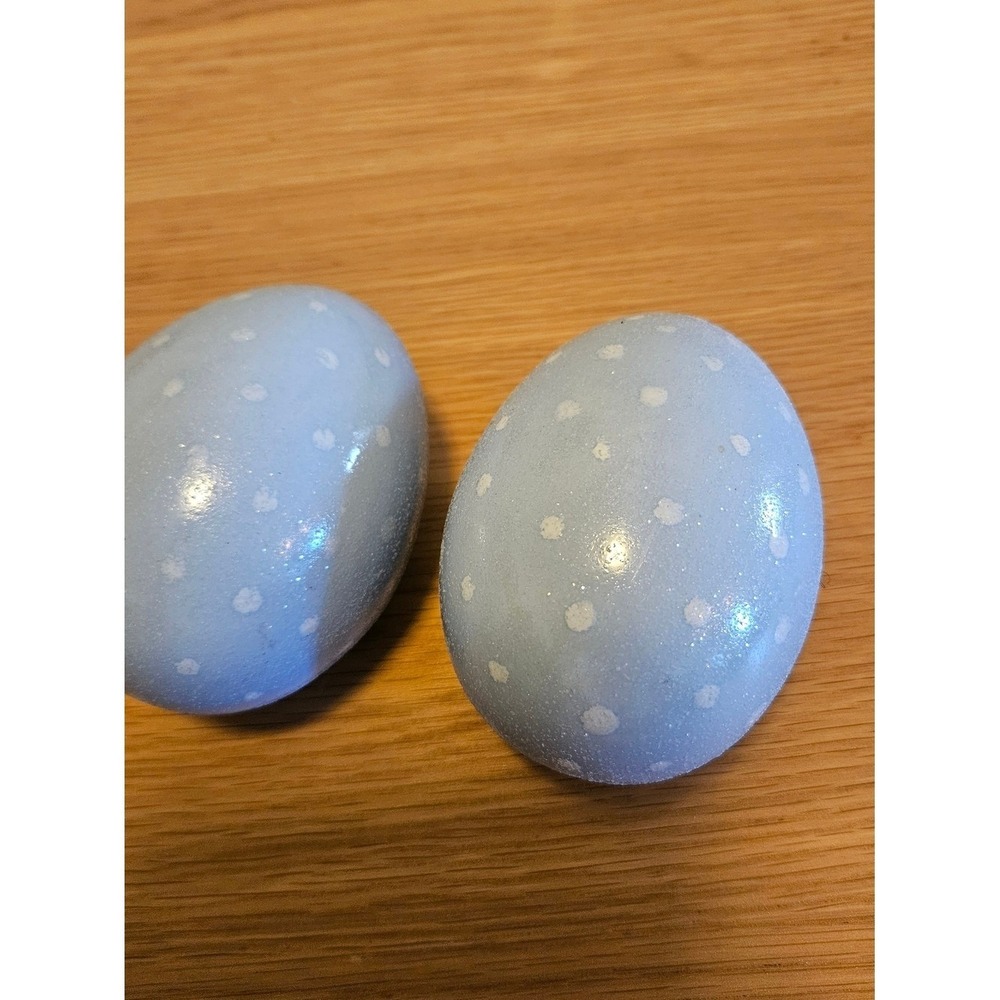 Decorative Ceramic Light Blue Polka Dot Egg Home Accent Holiday decor DIY Craft